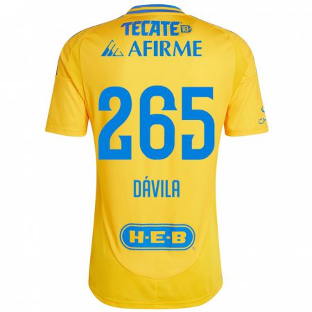 Kandiny Kinderen Emiliano Dávila #265 Goud Geel Thuisshirt Thuistenue 2024/25 T-Shirt