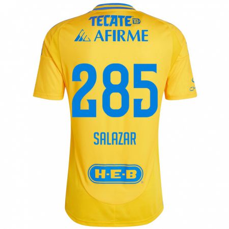 Kandiny Kinderen Bryan Salazar #285 Goud Geel Thuisshirt Thuistenue 2024/25 T-Shirt België