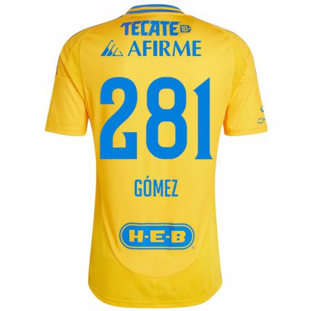 Kandiny Kinderen Luis Gómez #281 Goud Geel Thuisshirt Thuistenue 2024/25 T-Shirt België