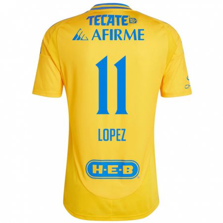 Kandiny Kinderen Nicolas Lopez #11 Goud Geel Thuisshirt Thuistenue 2024/25 T-Shirt België