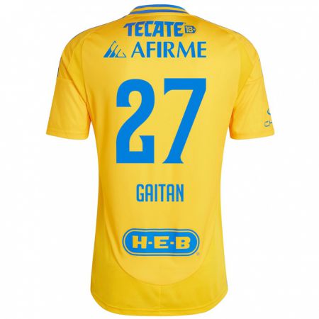 Kandiny Niño Camiseta Natalia Gaitan #27 Oro Amarillo 1ª Equipación 2024/25 La Camisa