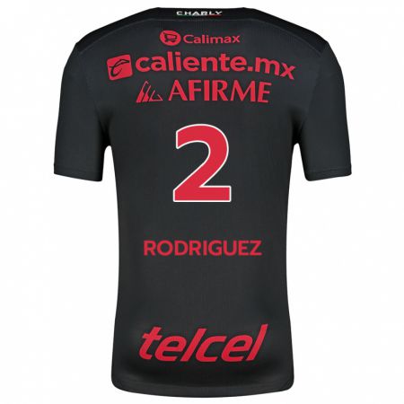 Kandiny Niño Camiseta Antonio Rodríguez #2 Negro Rojo 1ª Equipación 2024/25 La Camisa