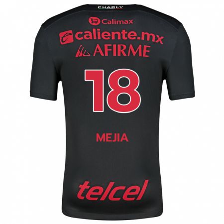 Kandiny Niño Camiseta Aarón Mejía #18 Negro Rojo 1ª Equipación 2024/25 La Camisa