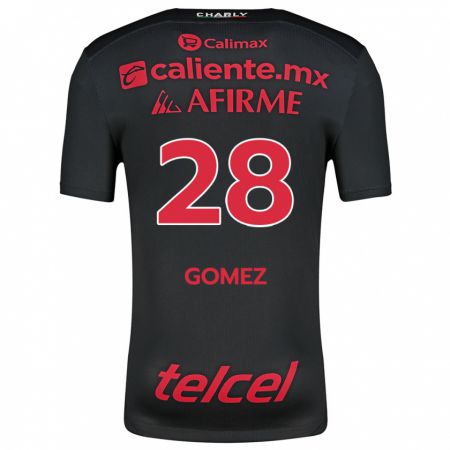 Kandiny Niño Camiseta Alejandro Gómez #28 Negro Rojo 1ª Equipación 2024/25 La Camisa