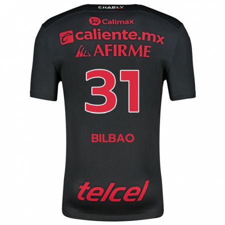 Kandiny Niño Camiseta Unai Bilbao #31 Negro Rojo 1ª Equipación 2024/25 La Camisa