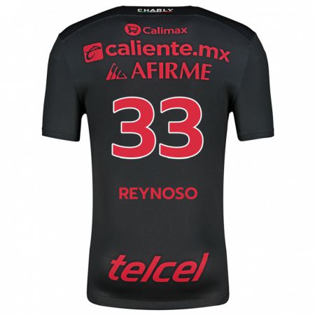 Kandiny Niño Camiseta Emanuel Reynoso #33 Negro Rojo 1ª Equipación 2024/25 La Camisa