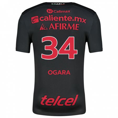 Kandiny Niño Camiseta Gerson Ogara #34 Negro Rojo 1ª Equipación 2024/25 La Camisa