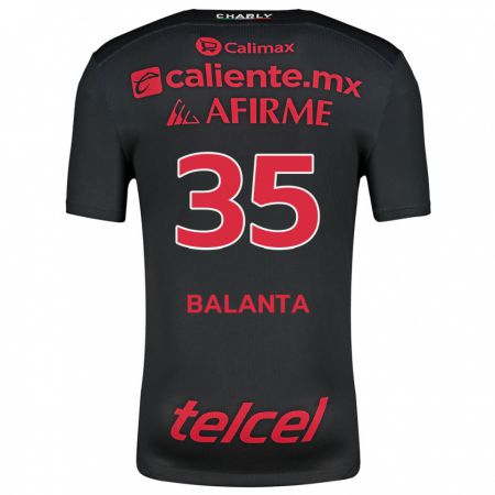 Kandiny Bambino Maglia Kevin Balanta #35 Nero Rosso Kit Gara Home 2024/25 Maglietta