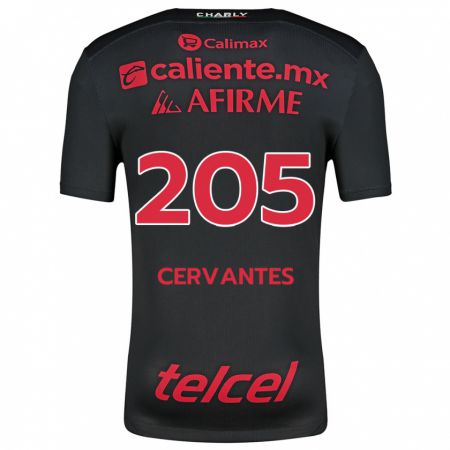 Kandiny Niño Camiseta Sebastián Cervantes #205 Negro Rojo 1ª Equipación 2024/25 La Camisa