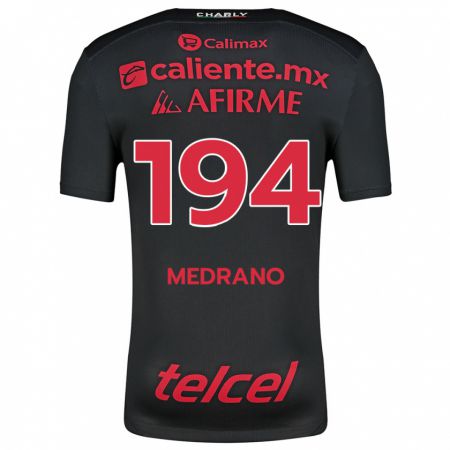 Kandiny Niño Camiseta Luis Medrano #194 Negro Rojo 1ª Equipación 2024/25 La Camisa