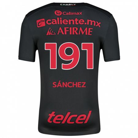 Kandiny Niño Camiseta Diego Sánchez #191 Negro Rojo 1ª Equipación 2024/25 La Camisa