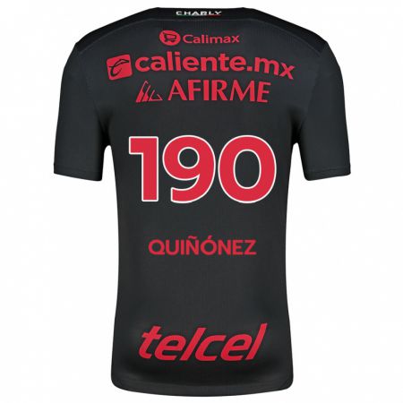 Kandiny Niño Camiseta Martín Quiñónez #190 Negro Rojo 1ª Equipación 2024/25 La Camisa