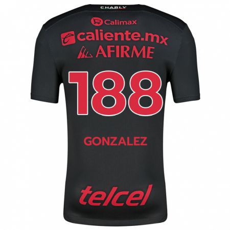 Kandiny Niño Camiseta Jorge González #188 Negro Rojo 1ª Equipación 2024/25 La Camisa