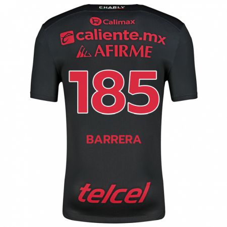 Kandiny Niño Camiseta Geonathan Barrera #185 Negro Rojo 1ª Equipación 2024/25 La Camisa