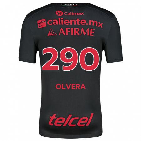 Kandiny Niño Camiseta Ian Olvera #290 Negro Rojo 1ª Equipación 2024/25 La Camisa