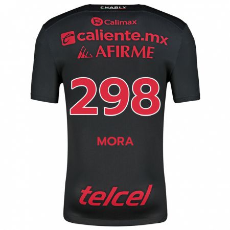 Kandiny Niño Camiseta Gilberto Mora #298 Negro Rojo 1ª Equipación 2024/25 La Camisa