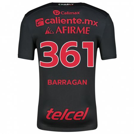 Kandiny Niño Camiseta Jesús Barragán #361 Negro Rojo 1ª Equipación 2024/25 La Camisa