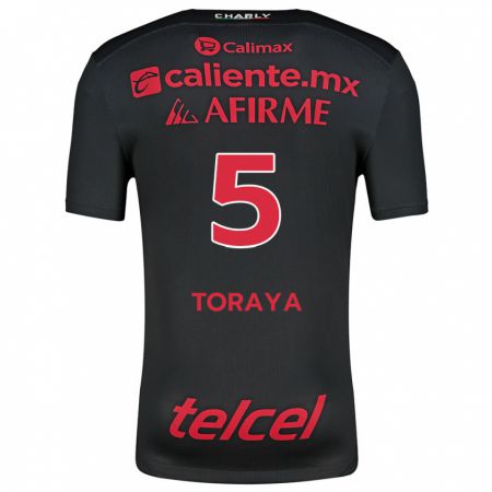 Kandiny Niño Camiseta Yadira Toraya #5 Negro Rojo 1ª Equipación 2024/25 La Camisa