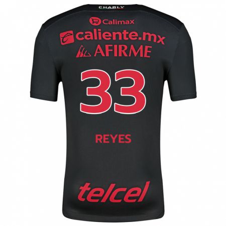 Kandiny Niño Camiseta Jazmín Reyes #33 Negro Rojo 1ª Equipación 2024/25 La Camisa