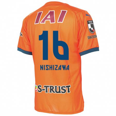 Kandiny Bambino Maglia Kenta Nishizawa #16 Arancione Blu Kit Gara Home 2024/25 Maglietta