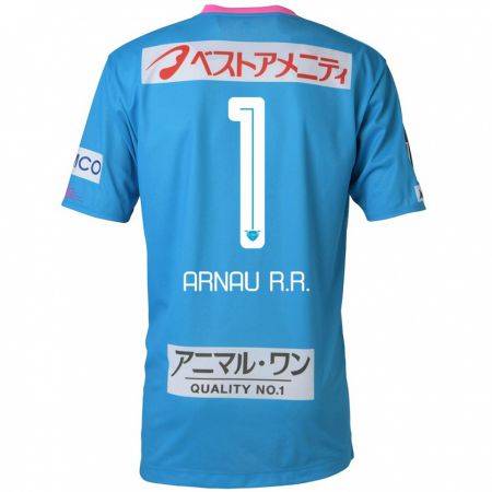 KandinyキッズArnau Riera#1ブルー ピンクホームシャツ2024/25ジャージーユニフォーム