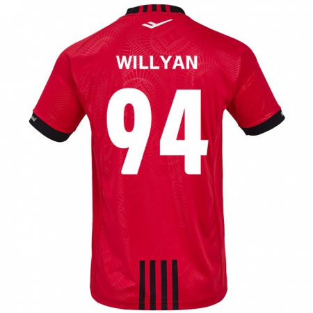 Kandiny Bambino Maglia Willyan #94 Rosso Nero Kit Gara Home 2024/25 Maglietta