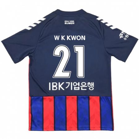 Kandiny Kinderen Kyung-Won Kwon #21 Blauw Rood Thuisshirt Thuistenue 2024/25 T-Shirt