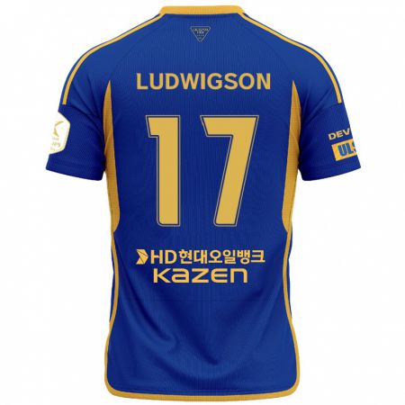 Kandiny Kinderen Gustav Ludwigson #17 Blauw Geel Thuisshirt Thuistenue 2024/25 T-Shirt