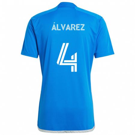 Kandiny Niño Camiseta Fernando Álvarez #4 Azul Blanco 1ª Equipación 2024/25 La Camisa