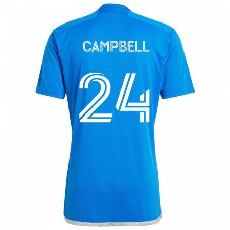 Kandiny Niño Camiseta George Campbell #24 Azul Blanco 1ª Equipación 2024/25 La Camisa