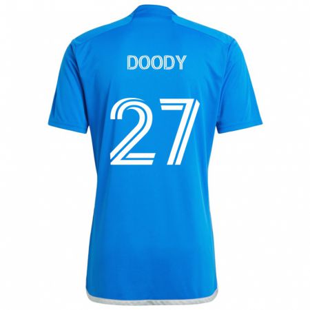 Kandiny Dzieci Grayson Doody #27 Niebiesko Biały Domowa Koszulka 2024/25 Koszulki Klubowe