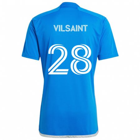 Kandiny Niño Camiseta Jules-Anthony Vilsaint #28 Azul Blanco 1ª Equipación 2024/25 La Camisa