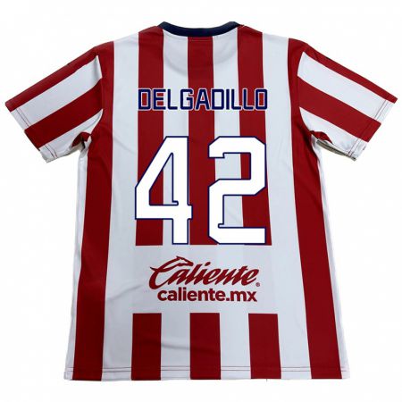 Kandiny Bambino Maglia Diego Delgadillo #42 Rosso Bianco Kit Gara Home 2024/25 Maglietta