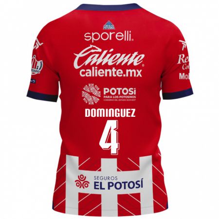 Kandiny Bambino Maglia Julio César Domínguez #4 Rosso Bianco Kit Gara Home 2024/25 Maglietta