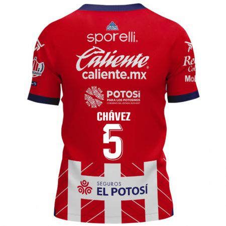 Kandiny Bambino Maglia Ricardo Chávez #5 Rosso Bianco Kit Gara Home 2024/25 Maglietta