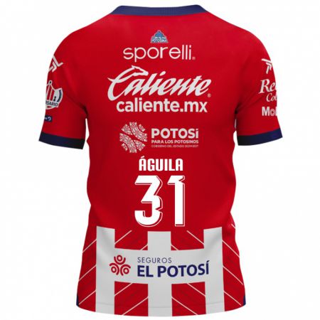 Kandiny Bambino Maglia Eduardo Águila #31 Rosso Bianco Kit Gara Home 2024/25 Maglietta