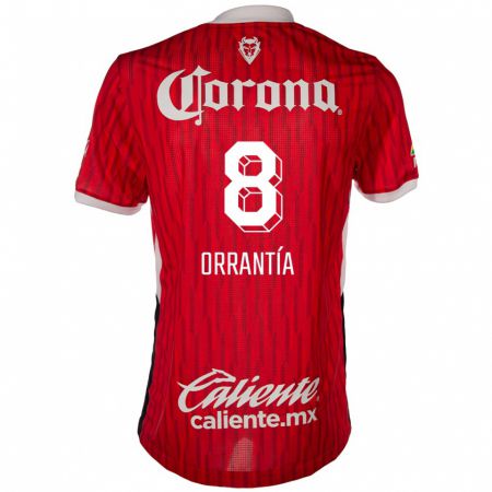 Kandiny Niño Camiseta Carlos Orrantía #8 Rojo Blanco 1ª Equipación 2024/25 La Camisa México