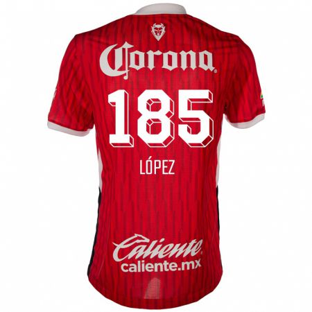 Kandiny Niño Camiseta David López #185 Rojo Blanco 1ª Equipación 2024/25 La Camisa México