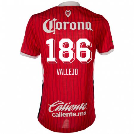 Kandiny Niño Camiseta Saúl Vallejo #186 Rojo Blanco 1ª Equipación 2024/25 La Camisa México