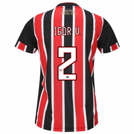 Kandiny Bambino Maglia Igor Vinícius #2 Nero Rosso Bianco Kit Gara Away 2024/25 Maglietta