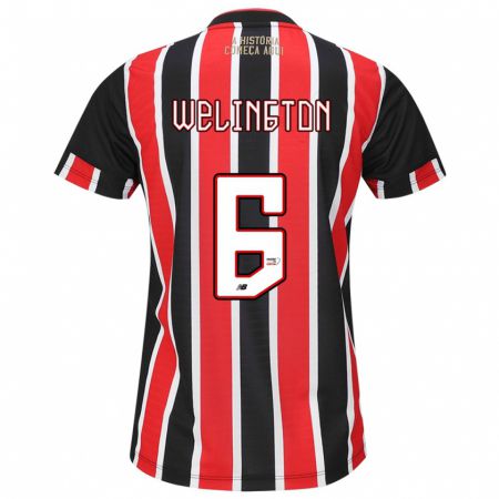 Kandiny Bambino Maglia Welington #6 Nero Rosso Bianco Kit Gara Away 2024/25 Maglietta