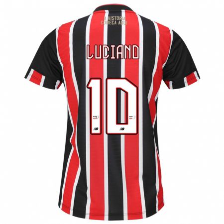 Kandiny Bambino Maglia Luciano #10 Nero Rosso Bianco Kit Gara Away 2024/25 Maglietta