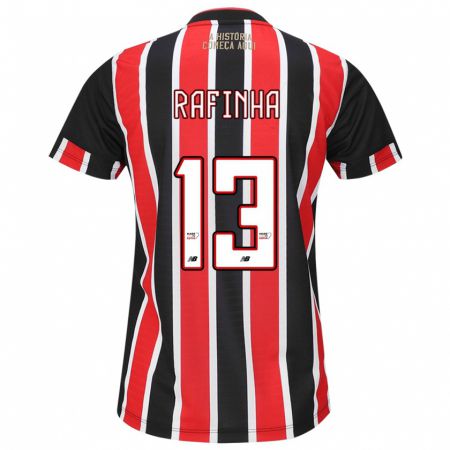 Kandiny Bambino Maglia Rafinha #13 Nero Rosso Bianco Kit Gara Away 2024/25 Maglietta