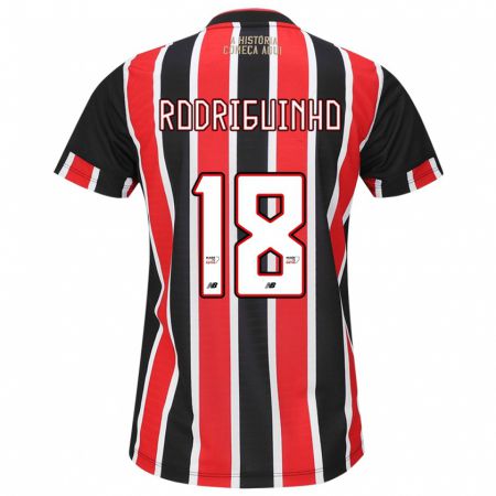 Kandiny Bambino Maglia Rodriguinho #18 Nero Rosso Bianco Kit Gara Away 2024/25 Maglietta