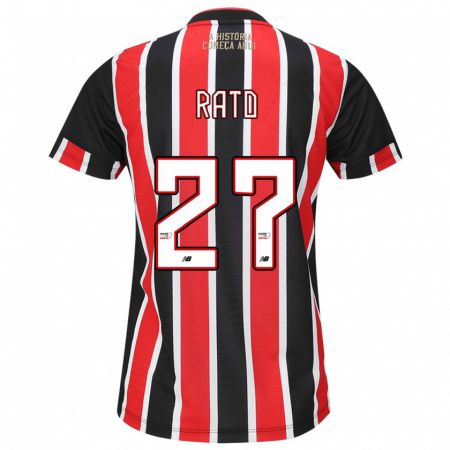 Kandiny Bambino Maglia Wellington Rato #27 Nero Rosso Bianco Kit Gara Away 2024/25 Maglietta