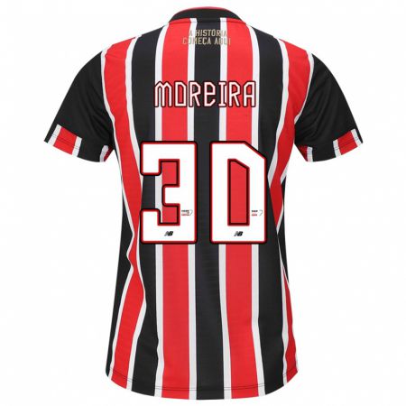 Kandiny Bambino Maglia João Moreira #30 Nero Rosso Bianco Kit Gara Away 2024/25 Maglietta