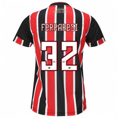 Kandiny Bambino Maglia Nahuel Ferraresi #32 Nero Rosso Bianco Kit Gara Away 2024/25 Maglietta