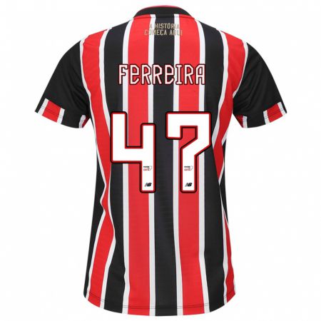 Kandiny Bambino Maglia Ferreirinha #47 Nero Rosso Bianco Kit Gara Away 2024/25 Maglietta