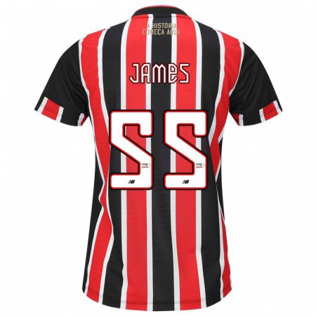 Kandiny Bambino Maglia James Rodríguez #55 Nero Rosso Bianco Kit Gara Away 2024/25 Maglietta