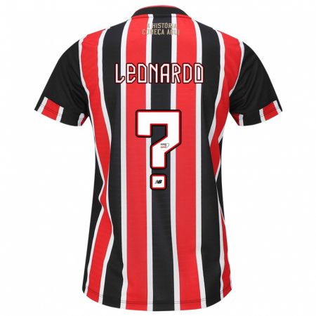 Kandiny Bambino Maglia Hugo Leonardo #0 Nero Rosso Bianco Kit Gara Away 2024/25 Maglietta